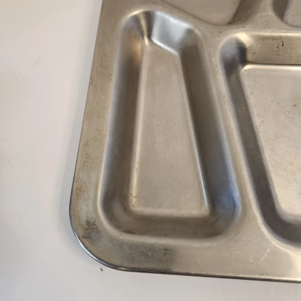 Vintage‎ US Navy USN Heavy Double Layer Riveted Steel Compartment Food Tray